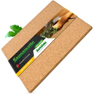 Saunamatte aus 100 Prozent Naturkork 45 x 30 cm – rutschhemmende, feuchtigkeitsresistente Bodenmatte mit abgerundeten Kanten, nachhaltig, antibakteriell, warm und angenehm, hergestellt in Portugal