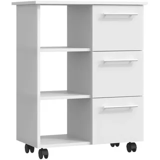 Mid.you Allzweckwagen , Weiß , Holzwerkstoff , 3 Fächer , 3 Schublade(n) Schubladen , 38x85x68 cm , Esszimmer, Servierwagen