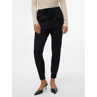 Jogger Pants VERO MODA "VMEVA MR LOOSE STRING PANT GA NOOS", Damen, Gr. XS (34), Länge 30, schwarz (schwarz stripes:snow weiß pinstripe), Web, Obermaterial: 65% Viskose, 30% Nylon, 5% Elasthan, gestreift, loose fit 7/8-Länge, Hosen Jogger Pants, hinten mit elastischem Bündchen