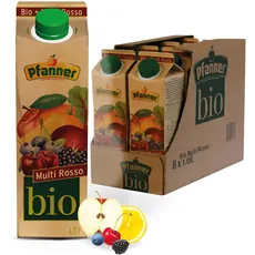 Pfanner BIO Multi Rosso (8 x 1 l) – roter Multivitaminnektar mit 22% Fruchtgehalt – Fruchtgetränk im Vorratspack