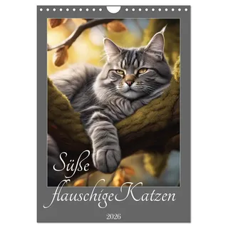 Süße flauschige Katzen (Wandkalender 2026 DIN A4 hoch), CALVENDO Monatskalender: Ein Kalender mit niedlichen Katzen zum glücklich machen. (CALVENDO Tiere)
