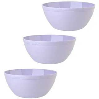 Engelland 3er Set Schalen Müslischalen Dessertschalen Salatschale Suppenschale Reisschale Bowl in Farbe flieder aus Kunststoff BPA-frei groß 900 ml