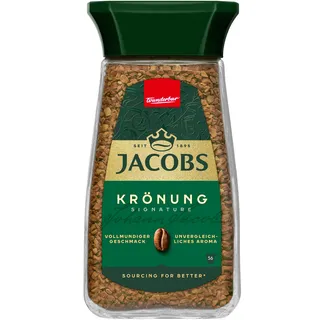 Jacobs Krönung löslicher Bohnenkaffee, Instant Kaffee, 100 g im Glas, für 56 Getränke