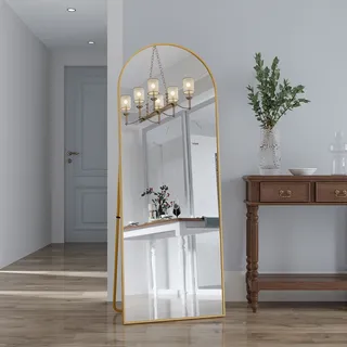 ProximaX Gewölbter Top-Ganzkörperspiegel mit Runden Ecken, 162 x 53 cm Ganzkörperspiegel Groß Frei Stehend-Hängend-Lehnend, Boden-Standspiegel als Ankleidespiegel für Wohnzimmer, Gold - Gold