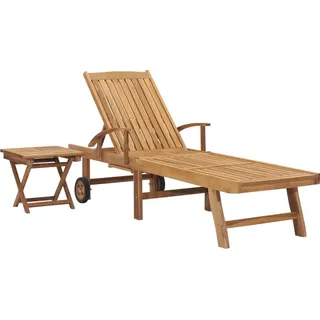 vidaXL Sonnenliege mit Tisch Massivholz Teak - Braun
