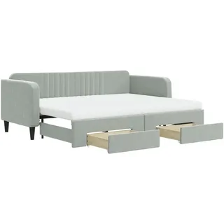 vidaXL Tagesbett Ausziehbar mit Schubladen Hellgrau 80x200 cm Samt - Grau