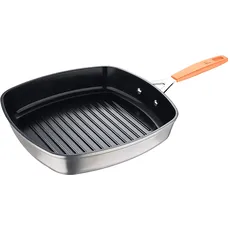 San Ignacio Compact - 28 cm Quadratgrill - Geschmiedetes Aluminium - Innenhitford -Fusion in hellem Schwarz - Außenmatt Finish - geeignet für die Induktion - Edelstahlgriff geeignet