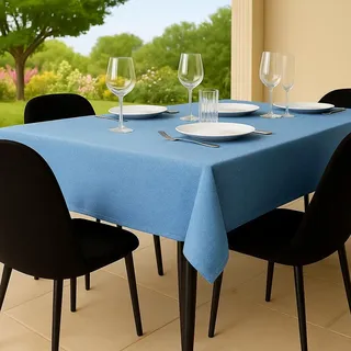 Tischdecke Outdoor Abwaschbar 80x80 Blau Gartentischdecke Tischdecken Wetterfest Wachstuchtischdecke Table Cloth Made in Italy für Den Außenbereich Tischtuch