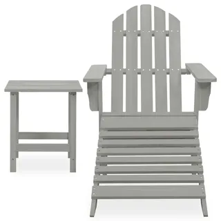 vidaXL Adirondack-Gartenstuhl mit Fußstütze & Tisch 0 x 0 x 0 cm grau