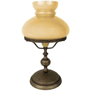 Licht-Erlebnisse Tischleuchte Messing Glas 39 cm Jugendstil Bronze Antik E14