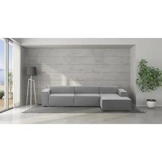 Talamo Italia - Sofa mit Halbinsel Raffaella, modulares 4-Sitzer-Sofa mit rechter Halbinsel, Stoffsofa, 100 % Made in Italy, 340 x 170 x 70 cm, Grau