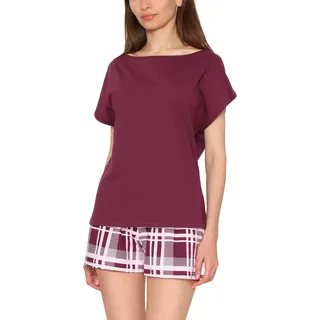 Merry Style Damen Schlafanzug MS10-178 (Weinrot/Kariert, L)