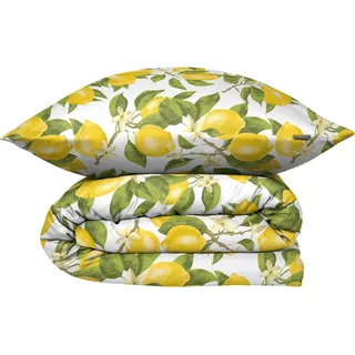 SCHIESSER Bettwäscheset Limona | Floral | Renforcé | 2-teilig | 100% Baumwolle | Angenehm weich & glatt | YKK-Reißverschluss | 155x220 cm + 80x80 cm | Gelb