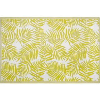 Beliani Outdoor Teppich Gelb Weiß Polypropylen 120 x 180 cm Palmen Jacquardgewebt Rechteckig - Gelb, Weiß