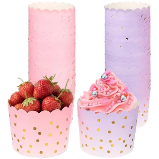100 Stück Cupcake Förmchen, Muffin Förmchen, Muffinförmchen Papier, Dessert Muffins Papierförmchen, Candybar Becher für Hochzeit Weihnachten Geburtstag Halloween Cupcake Wrappers Candy Bar Zubehör