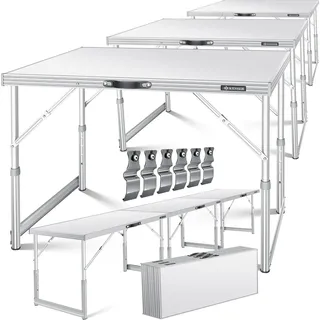 KESSER® Multifunktionstisch Profi 3- teilig, 100 x 60 cm, Tapeziertisch 30kg Tragkraft je Tisch Mit Ausziehfunktion Klapptisch Flohmarktisch Beistelltisch Mehrzwecktisch Campingtisch höhenverstellbar - Weiß
