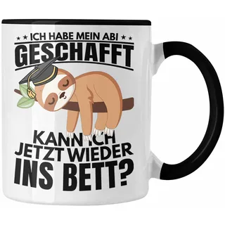 Trendation - Abi 2025 Geschenk Abschluss Abitur Tasse Faultier Abifeier Geschenkidee (Schwarz)