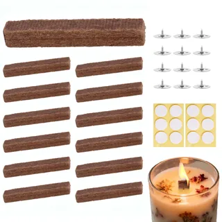 12 Stück Dauerdocht für Wachsfresser, Kerzendocht für Dicke Outdoor Kerzen, 2 x 2 x 10 cm Dochte für Kerzen für Dauerkerze, Tischfeuer, Schmelzlicht und Schmelzfeuers