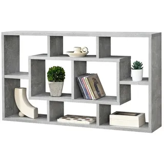 [en.casa] - Wandregal Saputit 85x16x48cm Regal mit 8 Ablageflächen Bücherregal Hängeregal Büroregal Retro Betonoptik Grau