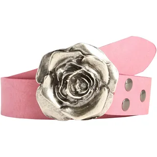 Ledergürtel RETTUNGSRING GÜRTEL, Damen, Gr. 90, pink, Leder, unifarben, Gürtel Ledergürtel, mit austauschbarer Schließe »Rose«