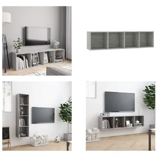 vidaXL Bücherregal/TV Schrank Betongrau 143×30×36 cm - Bücherschrank - Bücherschränke - Wandregal - Wandregale - Grau