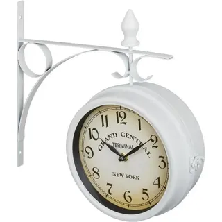 Bahnhofsuhr doppelseitig in Weiß