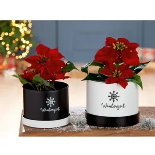 Gilde Metall Pflanztopf "Winterzeit" 21137