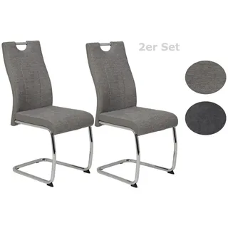 Mid.you Schwingstuhl-Set , Grau , Metall, Textil , U-Form , 43x98x59 cm , mit Griff , Esszimmer, Stühle, Schwingstühle