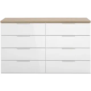 Carryhome Sideboard , Eiche Artisan, Weiß Hochglanz , Metall , 8 Schublade(n) Schubladen , 136x82x44 cm , FSC Mix , Typenauswahl, Beimöbel erhältlich, stehend , Kleinmöbel, Kommoden, Sideboards