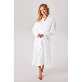 Bademantel OTTO HOME "Juna Musselin, ideal für Sauna & Spa, Hotelbademantel, Morgenmantel" Gr. XL, weiß, L:125cm, Musselin, Hausmäntel, Bademantel, modern, leichte Qualität, 100% Baumwolle