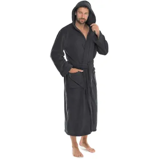 CelinaTex Florida Bademantel Damen L anthrazit Morgenmantel Herren Coral Fleece Saunamantel Microfaser Kapuze Unisex