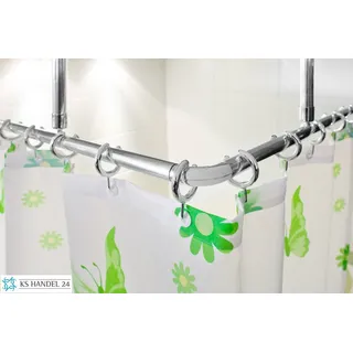 Winkelstange 150x150 cm Überlänge barrierefrei Chrom 2x Deckenhalterungen Badewanne