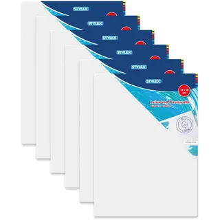 Stylex 28581-P6 - Keilrahmen 13 x 18 cm, mit Leinwand aus 100% Baumwollgewebe bespannt, grundiert, rückseitig geheftet, für Öl-, Acryl- und Temperafarben, Gouache - Malerei, 6 Stück