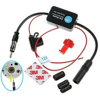 bolwins F86S 12V Universal Autoradio Antennenverstärker – Signalverstärker für Auto/LKW – Optimierter AM/FM Radioempfang – Starker Empfangsverbesserer für KFZ-Radio