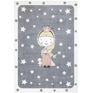 Carpet City Kinderteppich »ANIME893« rechteckig 11 mm Höhe Kinderzimmer Teppich Modern mit Mond, Blumen, Wolken, Creme, Multi,
