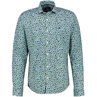 Langarmhemd LERROS "Langarmhemd, floral bedruckt", Herren, Gr. S, Normalgrößen, grün (sage grün), 97% Baumwolle, 3% Elasthan, Hemden Langarmhemd