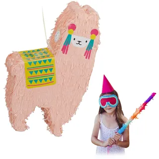 Relaxdays Lama Piñata Gelb/Rosa/Türkis