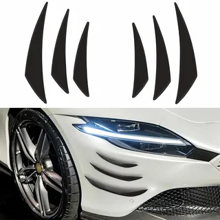 Yungeln 6 Stücke Universal Auto Frontspoiler Frontstoßstange Spoiler Kohlefaser Luftdurchfluss Luftzufuhr Spoilerlippe Frontstoßstange Verzierung - Lochlose Installation