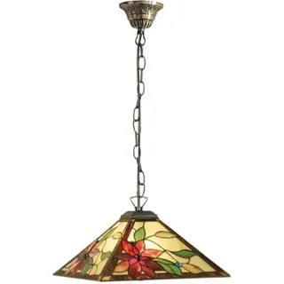 Casa Padrino Luxus Tiffany Hängeleuchte Mehrfarbig 43 x 43 x H. 75 cm - Art Deco Tiffany Hängelampe - Wohnzimmer Hängeleuchte - Deko Hängeleuchte - Art Deco Leuchten - Luxus Tiffany Leuchten