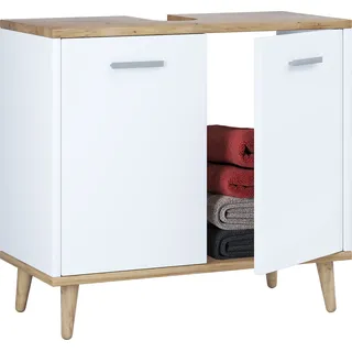 VCM Waschbeckenunterschrank Landos 60 x 56 x 28 cm Weiß/Honigeiche