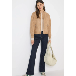 Blouson CECIL, Damen, Gr. S (38), golden camel, Web, Obermaterial: 94% Polyester, 6% Elasthan. Futter: 100% Polyester, unifarben, regular fit normal, Rippbündchen, Jacken Blouson, mit Taschen