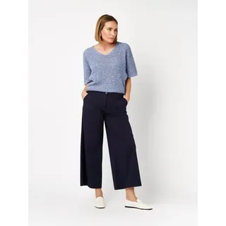 Culotte TONI, Damen, Gr. 44, N-Gr, dunkelblau, Web, Obermaterial: 97% Baumwolle, 3% Elasthan, slim fit wadenlang, Hosen Culotte, mit extra weitem Beinverlauf und Bügelfalte, Stretch