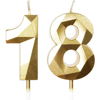 Kerzen zum 18. Geburtstag, goldene Tortenaufsatz, Happy Birthday Kerze, Dekorationen für Geburtstagsparty