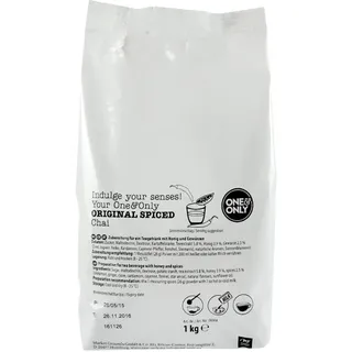 One&Only Chai Powder Original Spiced 1 kg - Intensive Schärfe mit kräftiger Schwarzteenote und typisch indischen Gewürzen, enthält Cayenne-Pfeffer und Honig