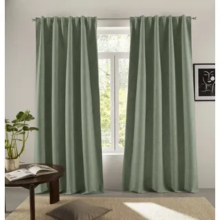 LeGer Home by Lena Gercke Verdunkelungsvorhang »Marusha« Multifunktionsband 1, Stk. tlg. Verdunkelnder Vorhang, blickdicht, Leinenoptik, robuste Haptik, Thermo, grün