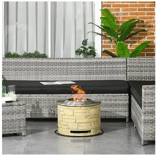 Outsunny Feuerschale, Feuerstelle, Holz brennender Feuerkorb für Garten, Camping, Terrasse, Stahl, MgO,