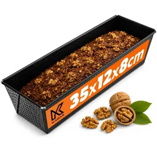 KADAX Rechteckige Backform, Kastenform aus Blech, Königskuchenform mit Antihaftschicht, Brotbackform, Kuchenform, Backform, eckige Brotform (35 x 12 cm, Schwarz)