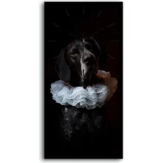 Wanduhr Leinwand Bild Uhr Kunstdruck 30x60 Kunst Tiere Hund Foto - schwarze Hände