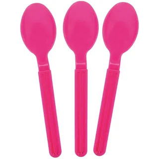 GioStyle Set mit 3 Löffeln aus lebensmittelechtem Kunststoff | 19 cm | Fuchsia | Made in Italy | Perfekt für Partys, Picknicks, Camping | Linie Trippy