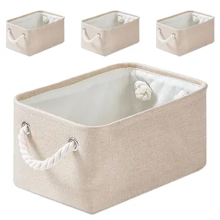 Mangata Stoff Aufbewahrungskorb für Schrank, Mehrere Größen und Farben, Regalkörbe Aufbewahrungsbox, 4er Pack (Helles Khaki, Klein)